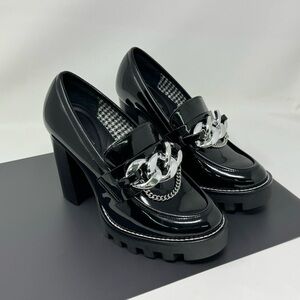 ANTONIO MELANI Black Heels with Silver Chain